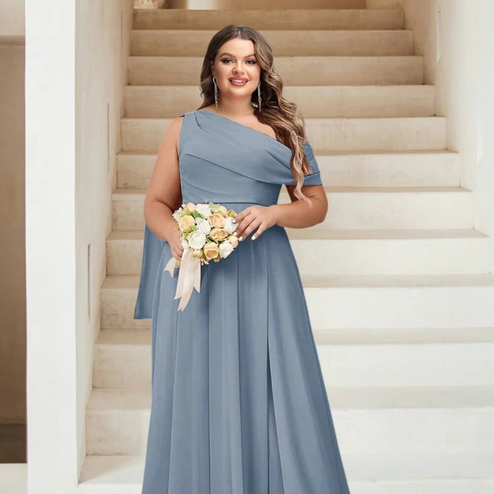 Dress Bridesmaid, Prom, Semi-Formal Size 26W Dusty Blue Color NWT